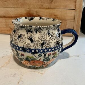 Vena Unikat Trick or Treat Mug Soup Bowl 20oz Polish Pottery